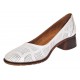 Pantofi dama albi din piele naturala cu perforatii elegante si toc comod maro SCV357A