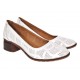 Pantofi dama albi perforati din piele naturala cu toc comod SCV357A