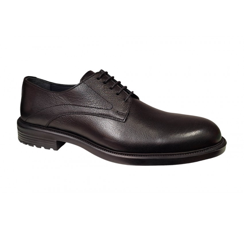 Pantofi barbati, casual, din piele naturala, negru satin, TEST - SCV623N