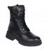 Ghete dama casual din piele naturala cu siret si fermoar Negru LDY 970N