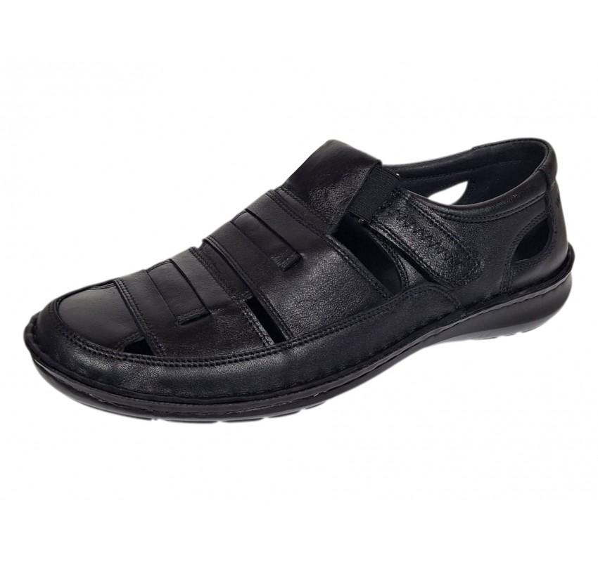Sandale barbati casual din piele naturala Negru Box A280N