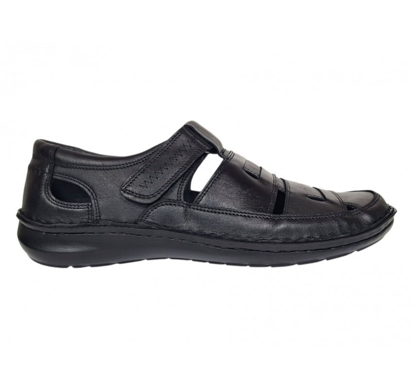 Sandale barbati casual din piele naturala Negru Box A280N