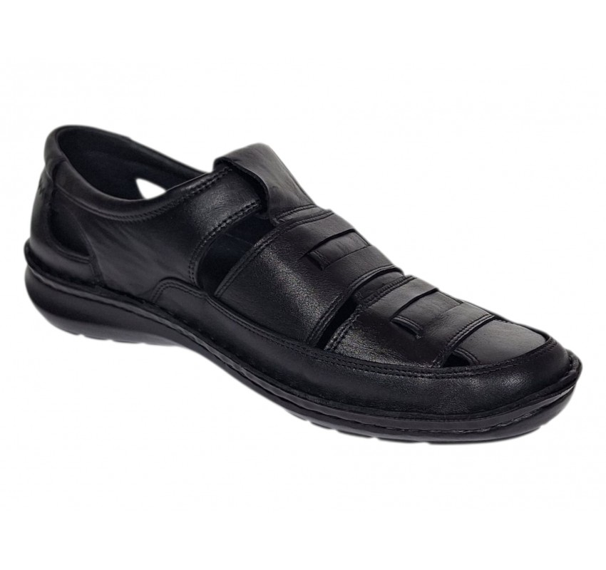 Sandale barbati casual din piele naturala Negru Box A280N
