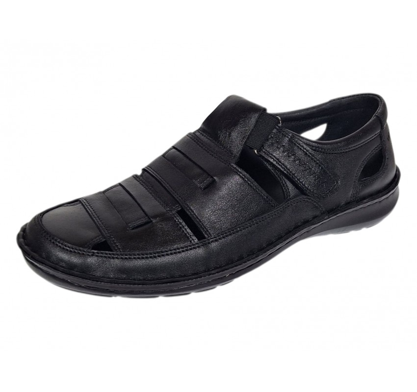 Sandale barbati casual din piele naturala Negru Box A280N