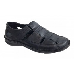 Sandale barbati casual din piele naturala Negru Box A280N