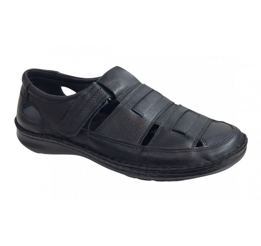 Sandale barbati casual din piele naturala Negru Box A280N