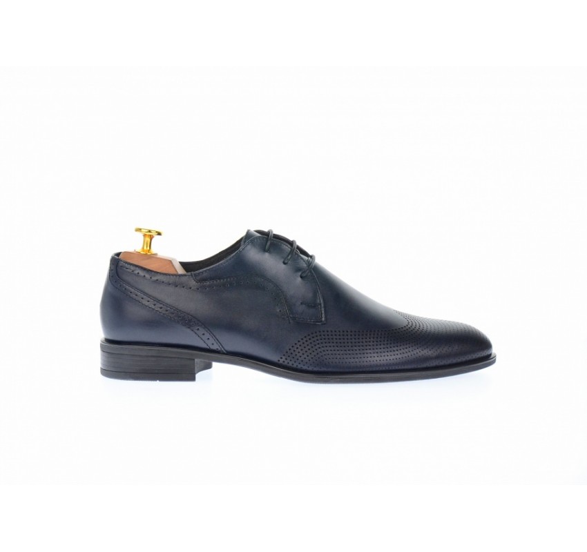 Pantofi barbati office, eleganti, din piele naturala, bleumarin inchis - SIR020BL