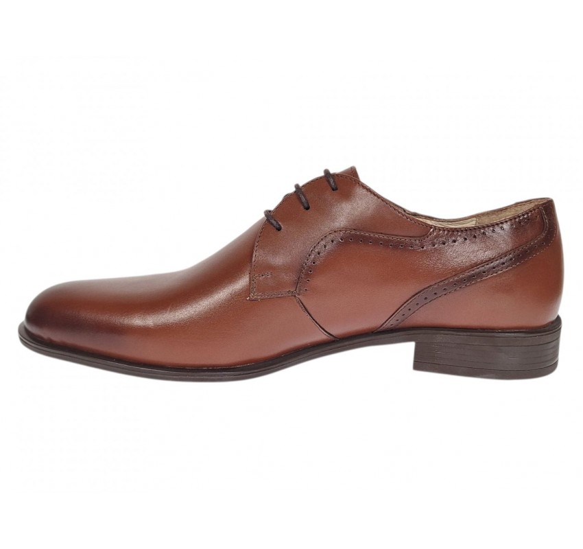 Pantofi barbati derby eleganti din piele naturala maro pe calapod lat SIR020M