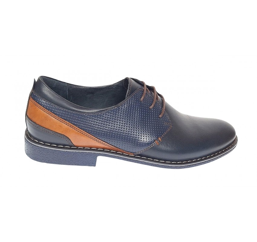 Pantofi barbati casual din piele naturala bleumarin SIR142BL