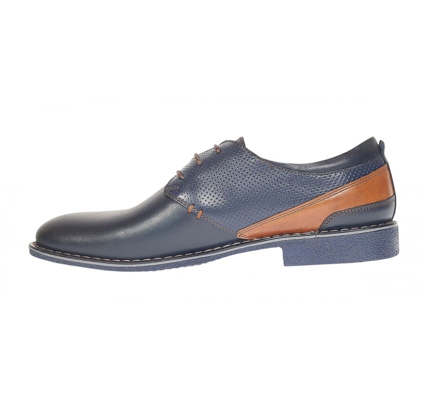 Pantofi barbati casual din piele naturala bleumarin SIR142BL