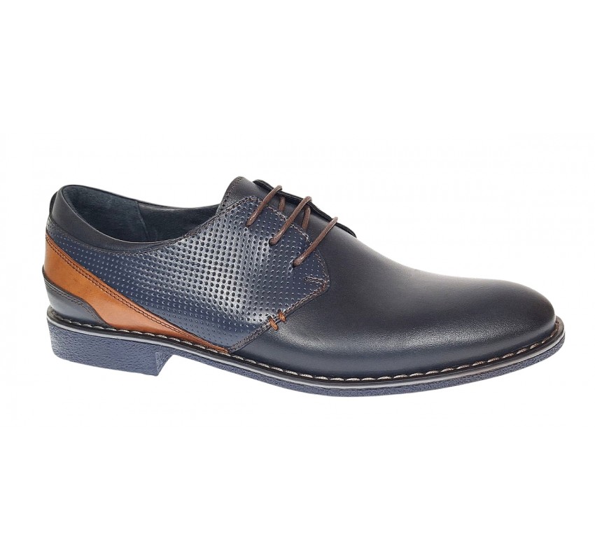 Pantofi barbati casual din piele naturala bleumarin SIR142BL