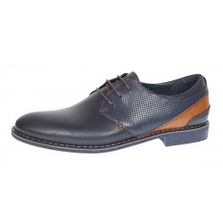Pantofi barbati casual din piele naturala bleumarin SIR142BL