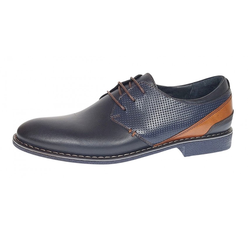 Pantofi barbati casual din piele naturala bleumarin SIR142BL
