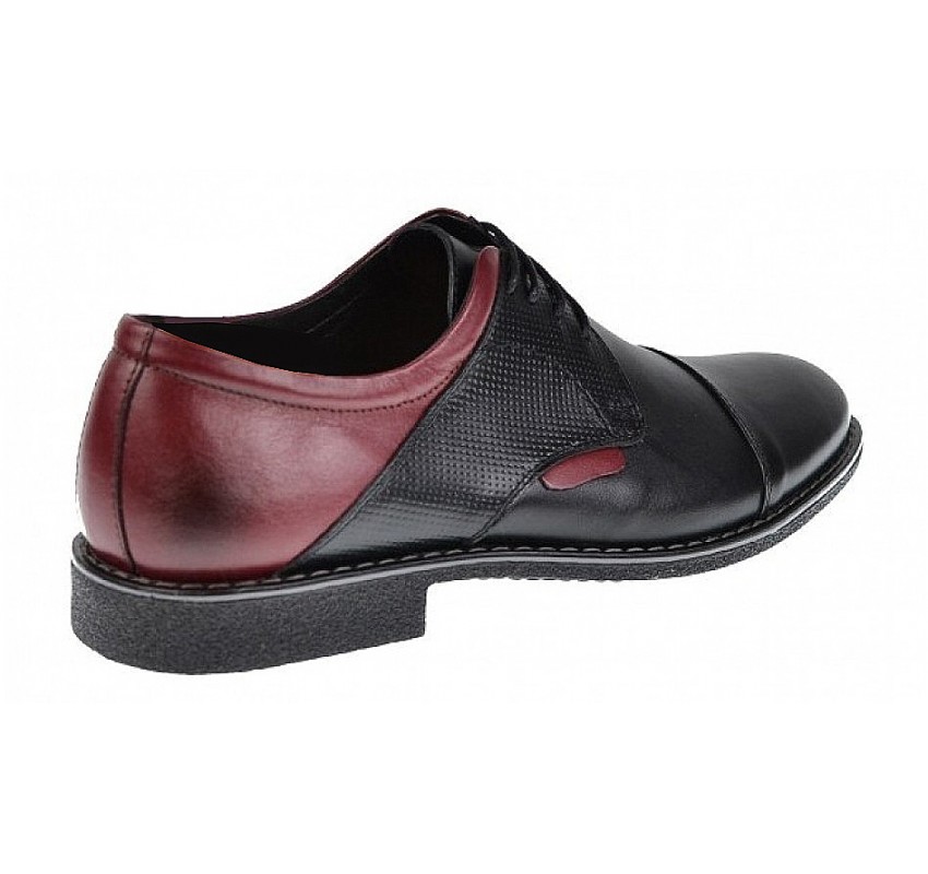Pantofi casual barbati din piele naturala - Model Negru Visiniu 156NVIS