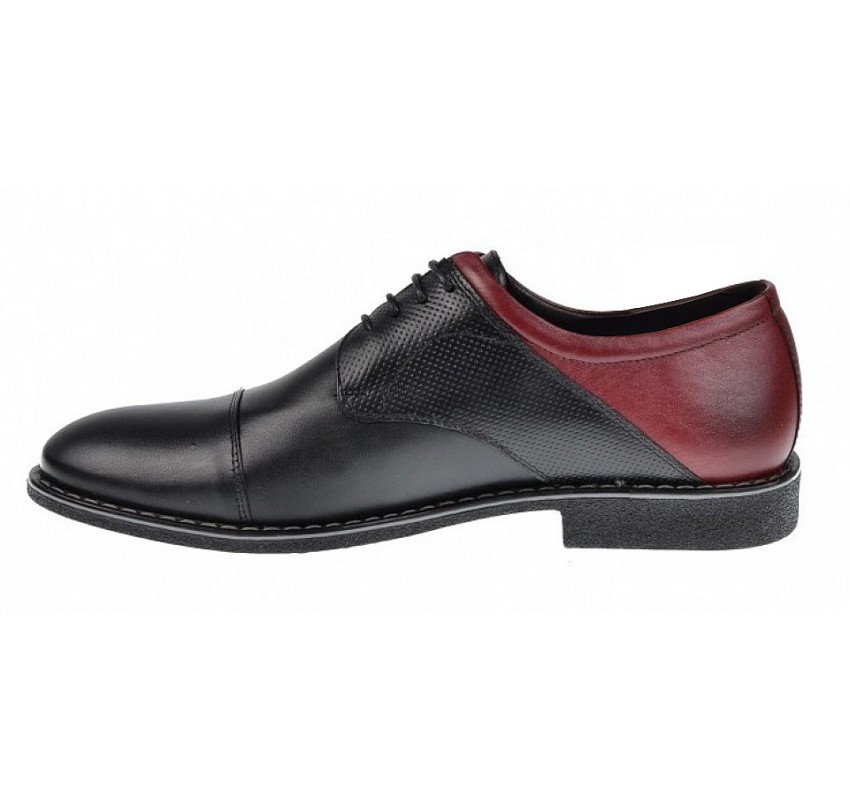 Pantofi casual barbati din piele naturala - Model Negru Visiniu 156NVIS