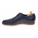 Pantofi barbati eleganti din piele naturala cu perforatii, bleumarin - SIR213GBL