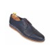 Pantofi barbati eleganti din piele naturala cu perforatii, bleumarin - SIR213GBL