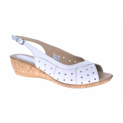 Sandale dama din piele naturala, cu platforma - SMALTAALB