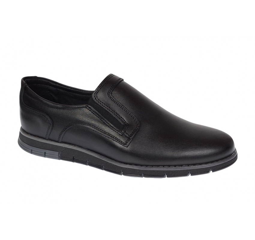 Pantofi barbati casual din piele naturala cu elastic negru SP2019EN Pantofi barbati casual din piele naturala cu elastic negru SP2019EN