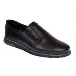 Pantofi barbati casual din piele naturala cu elastic negru SP2019EN