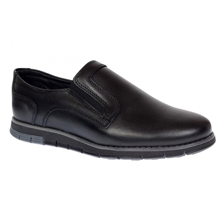 Pantofi barbati casual din piele naturala cu elastic negru SP2019EN Pantofi barbati casual din piele naturala cu elastic negru SP2019EN