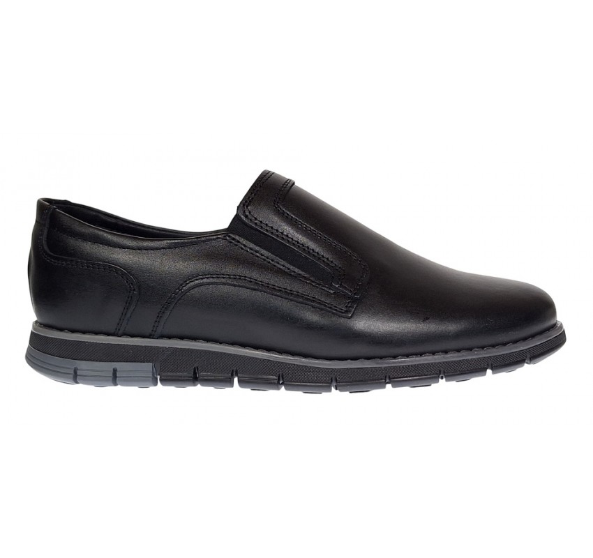 Pantofi barbati casual din piele naturala cu elastic negru SP2019EN Pantofi barbati casual din piele naturala cu elastic negru SP2019EN