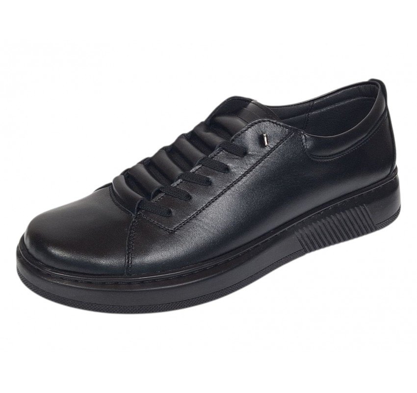 Pantofi barbati casual sport din piele naturala cu elastic negru Cairo SP2021CN