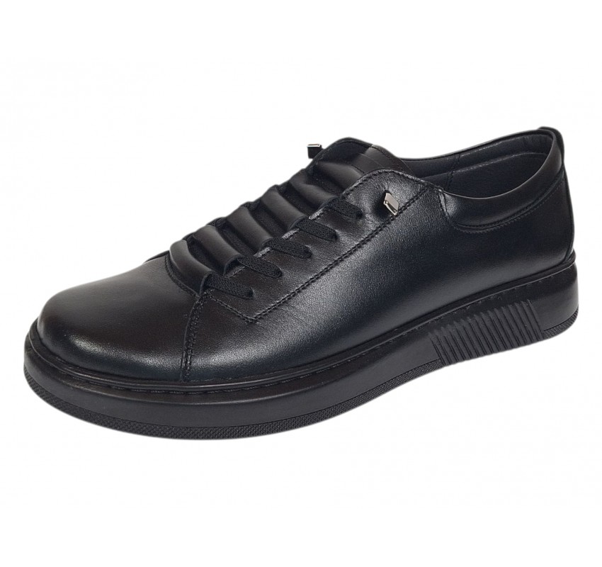 Pantofi barbati casual sport din piele naturala cu elastic negru Cairo SP2021CN