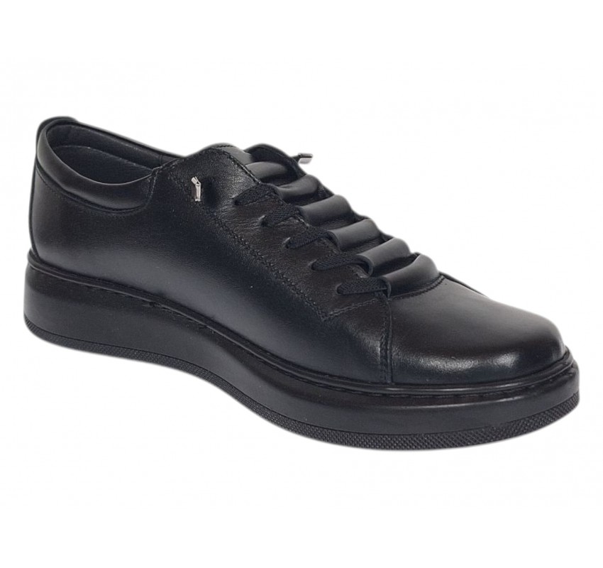 Pantofi barbati casual sport din piele naturala cu elastic negru Cairo SP2021CN
