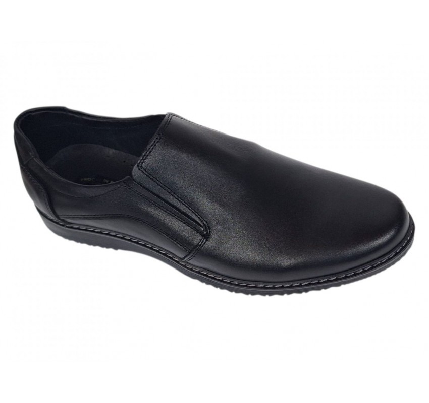 Pantofi barbati negri casual din piele naturala fara siret - De Suceava SP217ELN