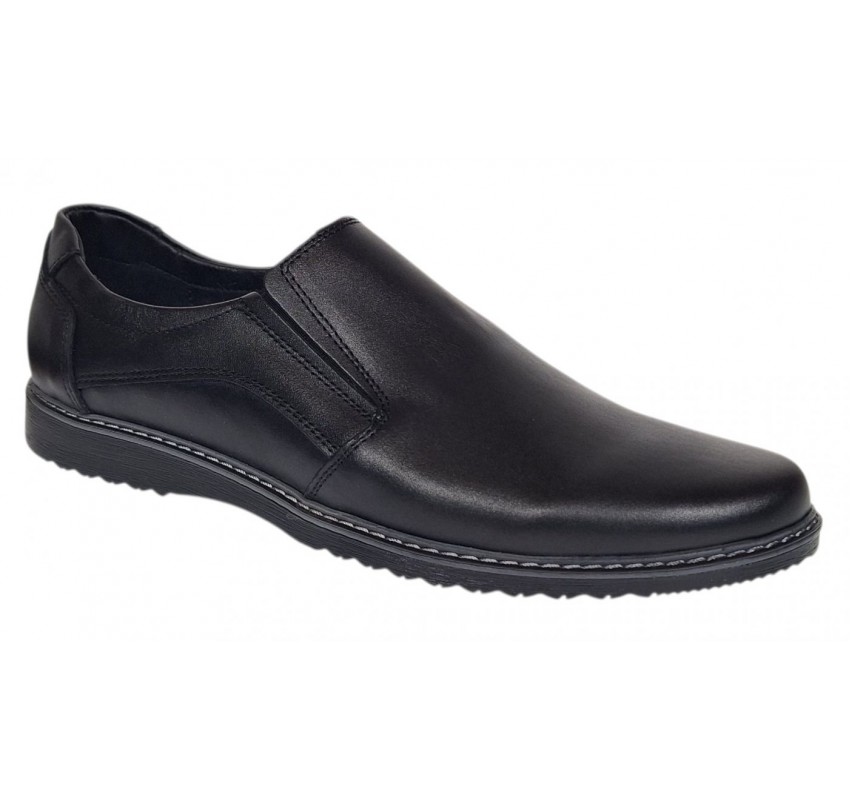 Pantofi barbati negri casual din piele naturala fara siret - De Suceava SP217ELN
