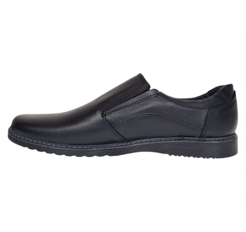 Pantofi barbati negri casual din piele naturala fara siret - De Suceava SP217ELN