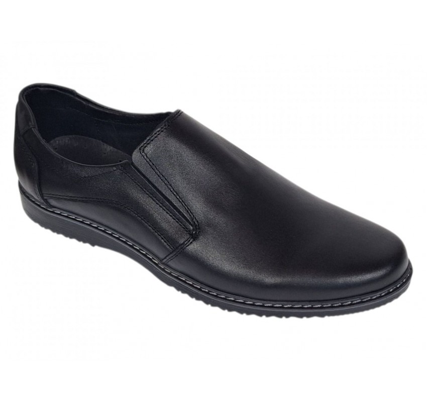 Pantofi barbati negri casual din piele naturala fara siret - De Suceava SP217ELN