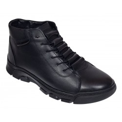 Ghete barbati din piele naturala de culoare neagra imblanite SPORT23N