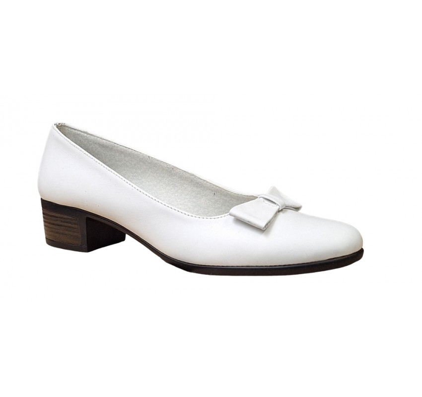 Pantofi dama casual din piele naturala , alb - STD21A