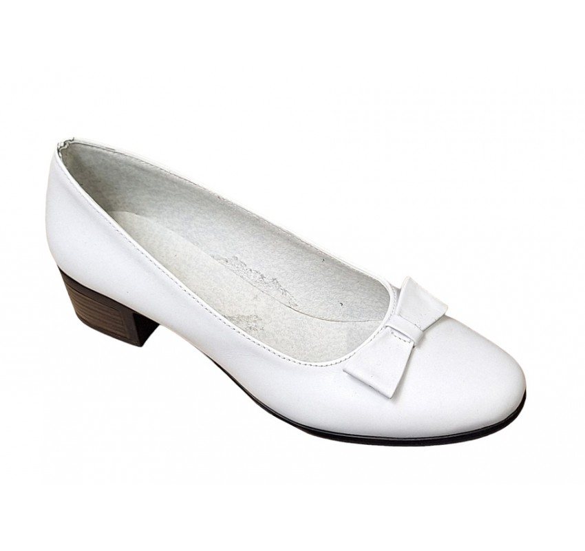 Pantofi dama casual din piele naturala , alb - STD21A