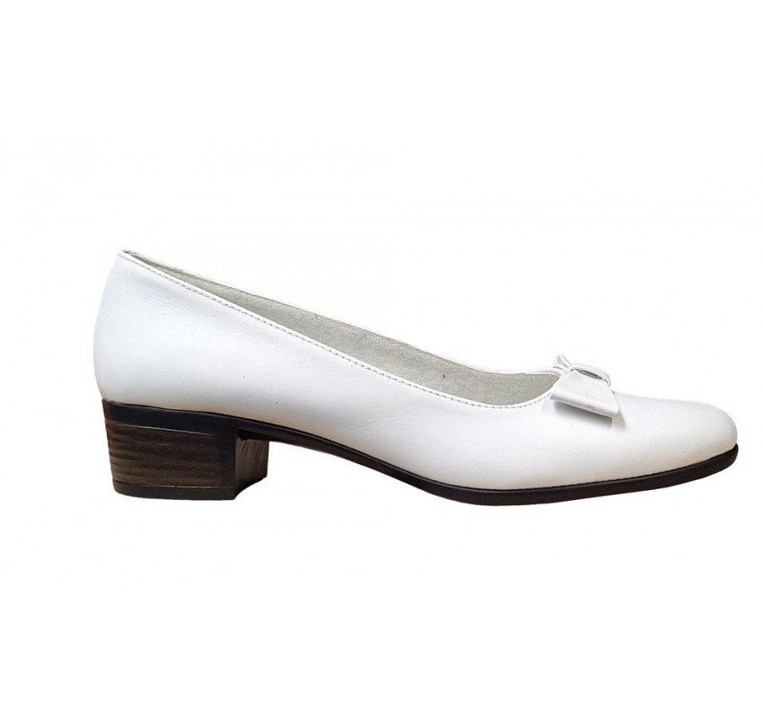 Pantofi dama casual din piele naturala , alb - STD21A