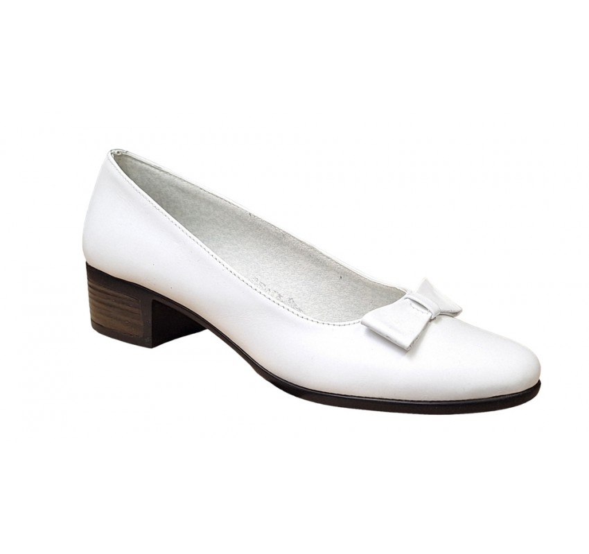 Pantofi dama casual din piele naturala , alb - STD21A