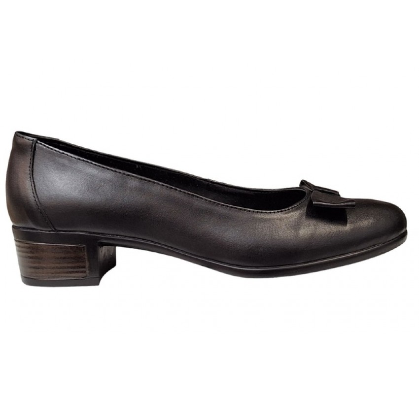 Pantofi dama din piele naturala box cu funda STD21NBOX