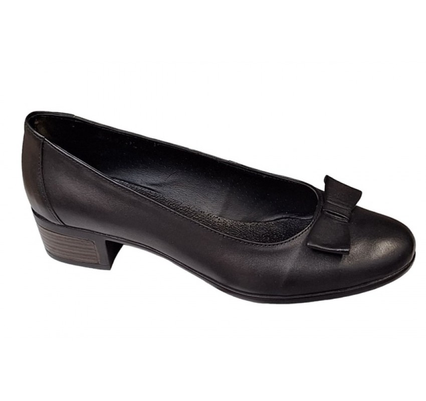 Pantofi dama din piele naturala box cu funda STD21NBOX