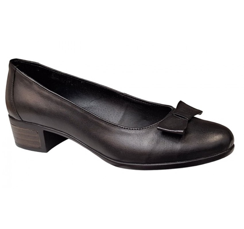 Pantofi dama din piele naturala box cu funda STD21NBOX