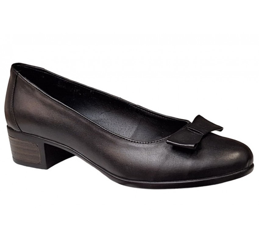Pantofi dama din piele naturala box cu funda STD21NBOX