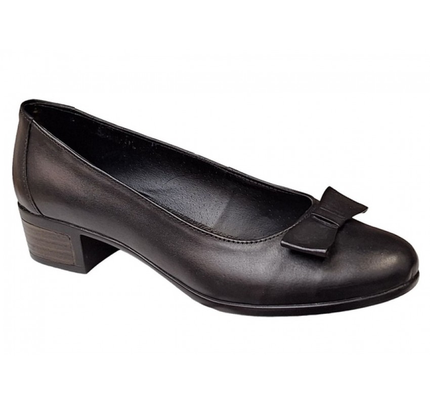 Pantofi dama din piele naturala box cu funda STD21NBOX