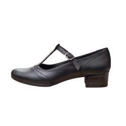 Pantofi dama de dans negri cu bareta din piele naturala STD22N