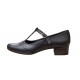 Pantofi dama de dans negri cu bareta din piele naturala STD22N