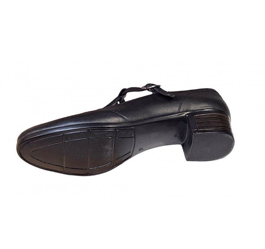 Pantofi dama de dans negri cu bareta din piele naturala STD22N