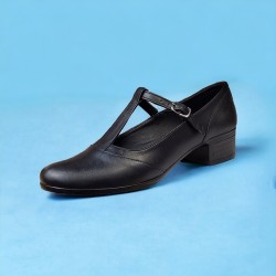 Pantofi dama cu bareta pentru dans - Model Negru din piele naturala STD22N