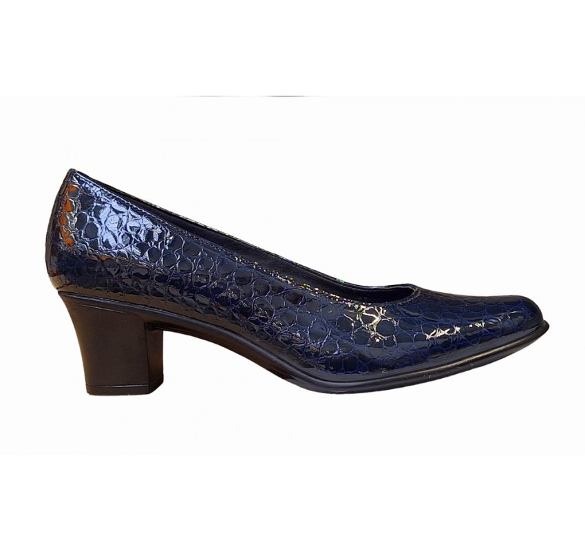 Pantofi dama casual din piele naturala LAC Croco, Bleumarin - STD25CRBL