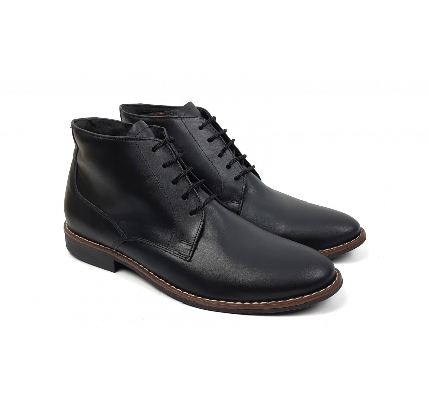 Ghete barbati NEGRE, casual, elegante din piele naturala, STDG184N