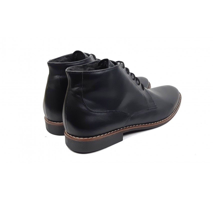 Ghete barbati NEGRE, casual, elegante din piele naturala, STDG184N